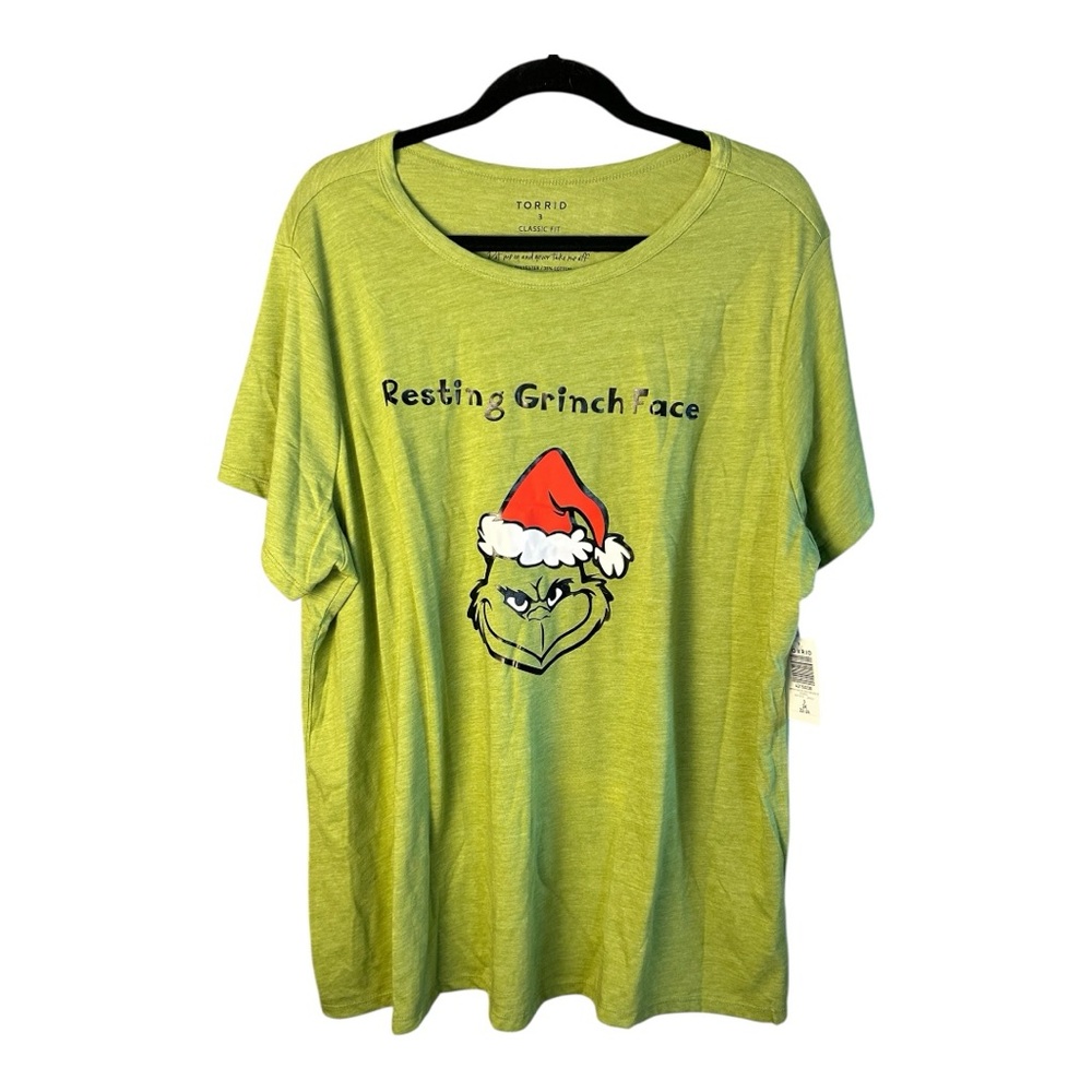 Torrid Resting Grinch Faces Lime Green Classic Fit T-Shirt - Picture 9 of 9